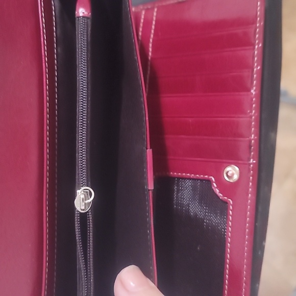 lh sairerlong red leather trifold wallet contrast wallet - Picture 4 of 6